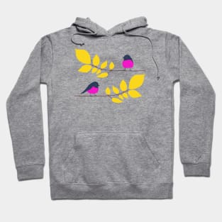 Pink robins on a tree branch Hoodie